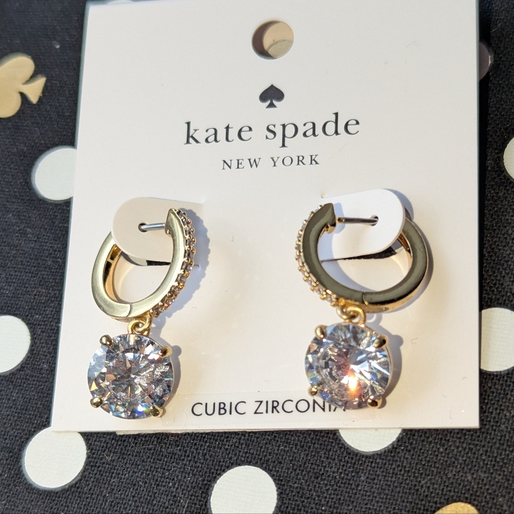 NWT Kate Spade That Sparkle Huggies Earrings - Gold
